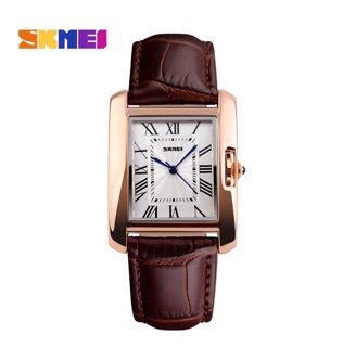 Đồng hồ skmei nữ đỏ dây da mặt chữ nhật