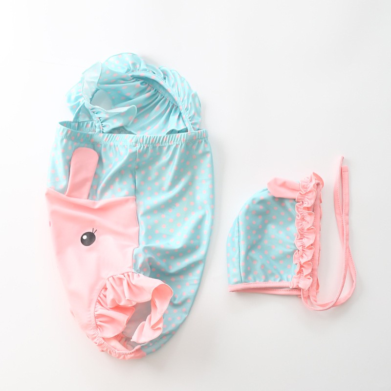 Bikini bé gái, bộ bơi liền thân họa tiết tai thỏ siêu yêu dành cho bé gái 12-20kg