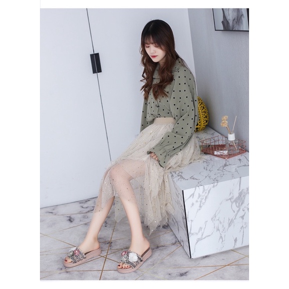 Dép quai ngang 3 bông dạ Gom1688