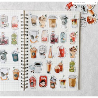 Set 40-45 Sticker Hình Dán Starbucks - Hình Dán Cà Phê Nước Uống Đá Xay Starbucks