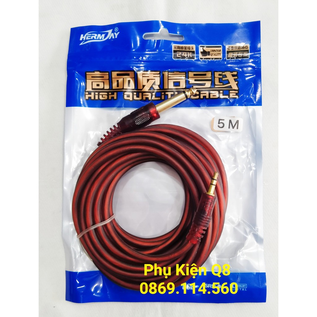 5M_Dây chuyển từ jack 3.5 ly sang jack 6ly dài 5 mét