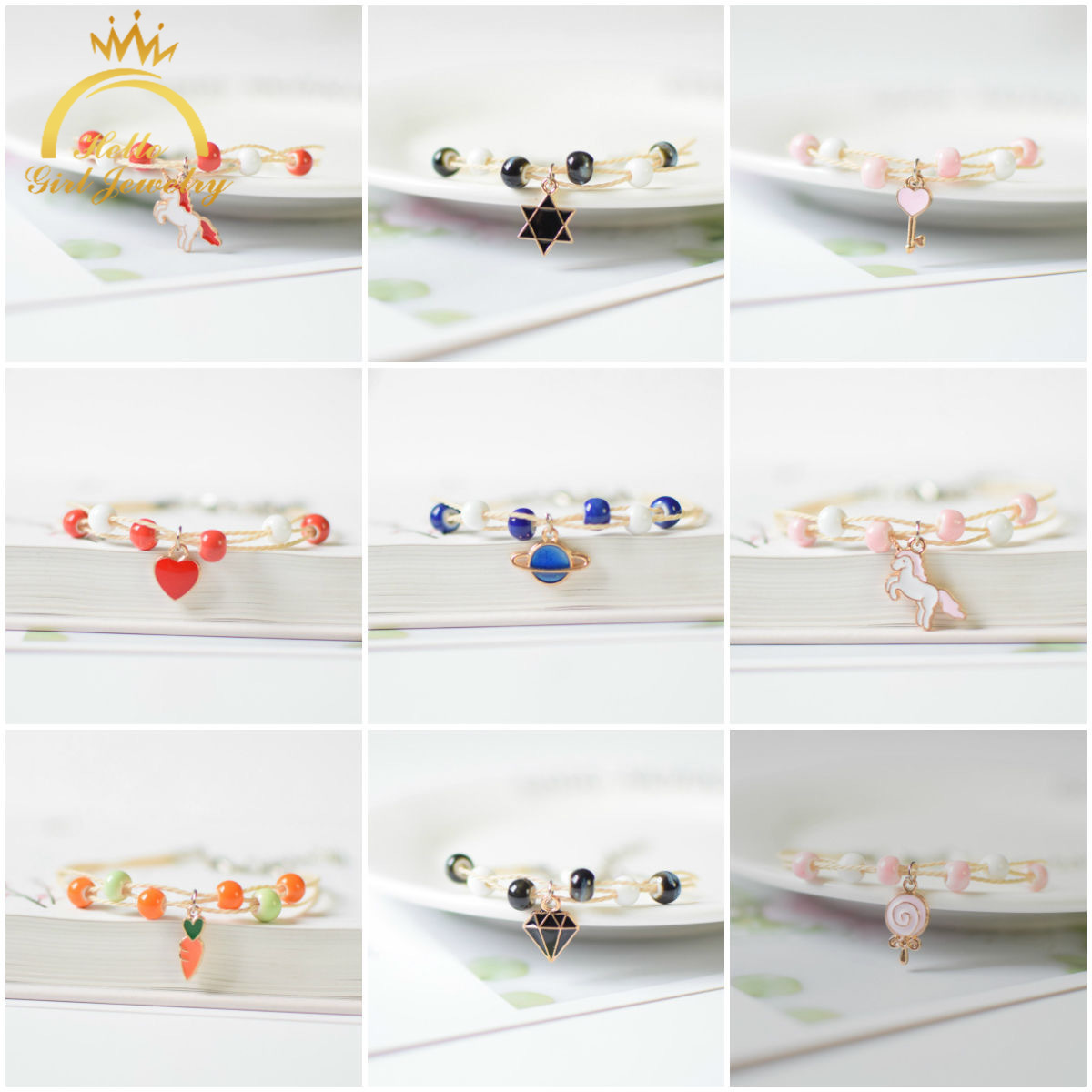 [Mã FAMAYFA giảm 10K đơn 50K] Unicorn Pendants Bracelet for Couple Friends Hand Jewelry Simple Sweet Bracelets