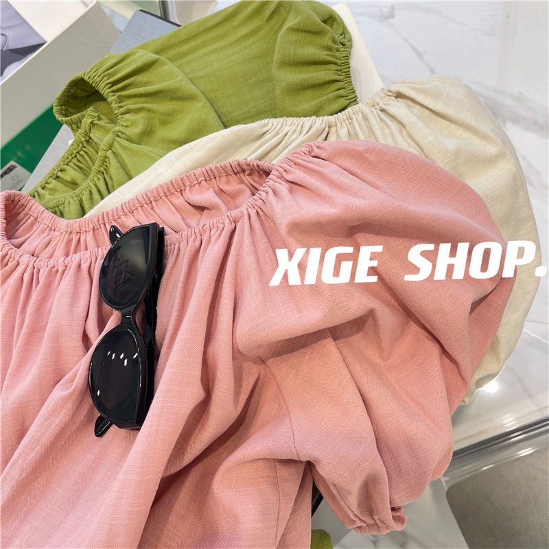 Áo Trễ Vai Tay Ngắn Dáng Rộng Thời Trang Mùa Hè Phong Cách Hong Kong Cho Nữ