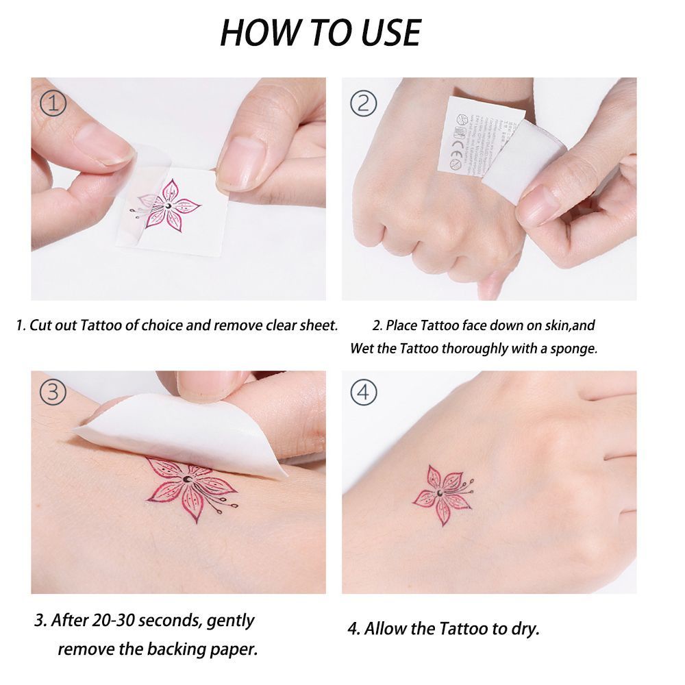 Hình xăm dán tạm thời họa tiết hình học màu trắng đen chống thấm nước dễ sử dụng