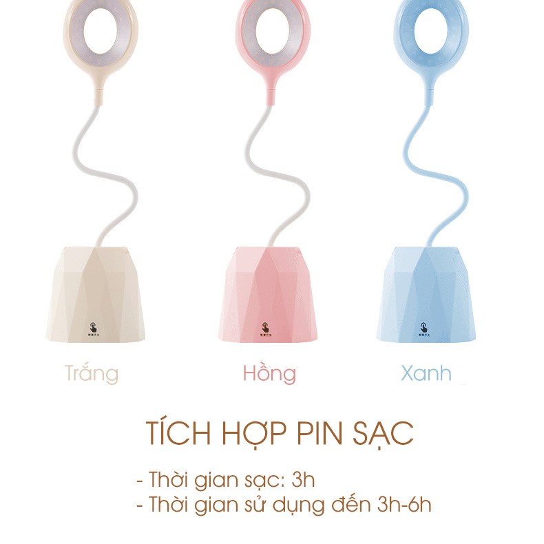 [RẺ NHẤT SHOPEE] Đèn bàn học sạc tích điện có Giá để điện thoại - Đèn led đọc sách chống cận cho trẻ học sinh