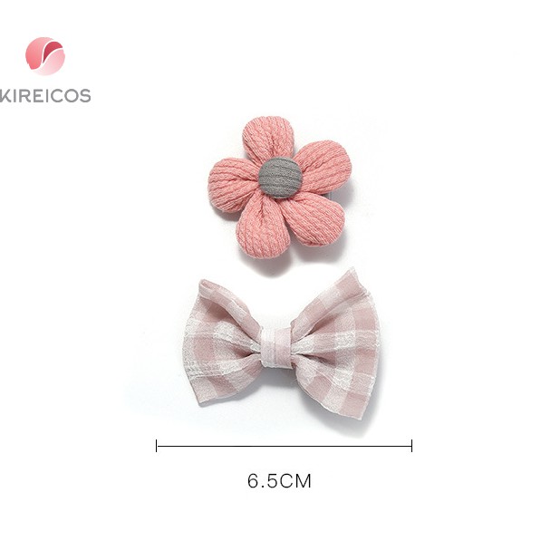 Set 2 Kẹp Nơ Caro Bông Hoa Siêu Xinh