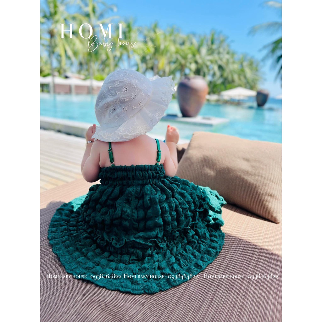 Đầm cho bé bông gòn xanh HOMI BABY HOUSE váy cho bé gái đi chơi dạo phố