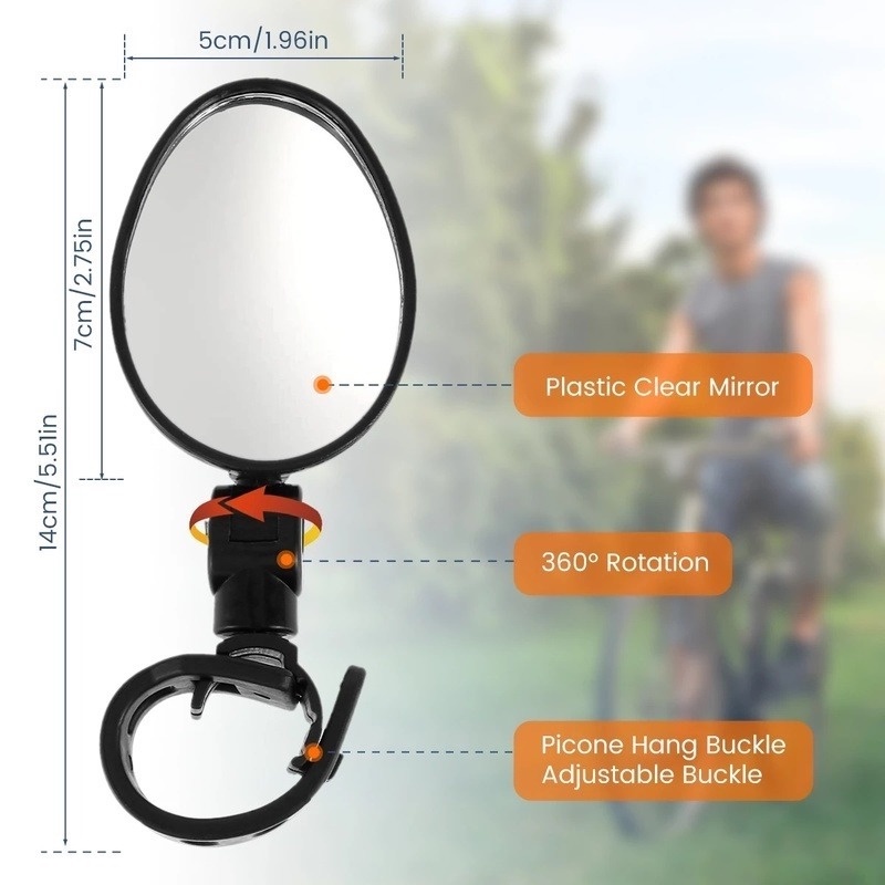 Gương Chiếu Hậu Xoay 360 Độ Gắn Tay Lái Xe Đạp MTB Điều Chỉnh Được An Toàn Mới