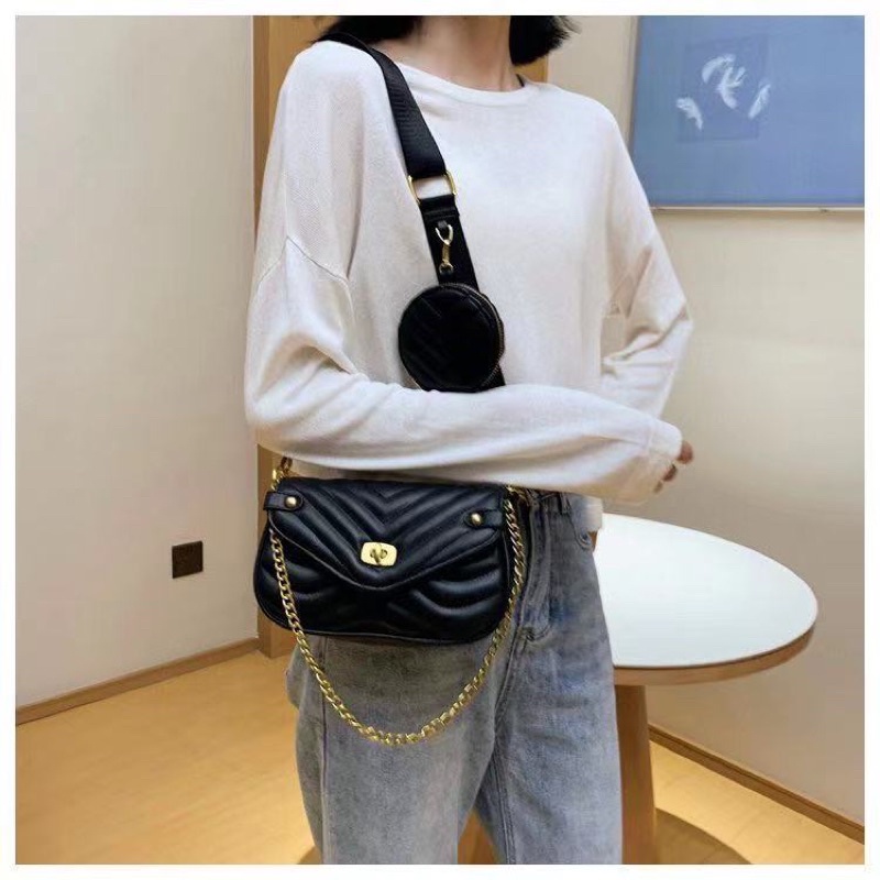 [MA 181907] sét đôi túi ví đeo chéo(không hộp) kèm ảnh thật - HANA BAG