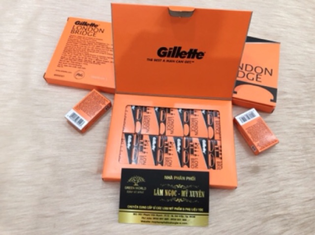 Dao lam Gillette cam london bridge hộp 100 lưỡi cạo mặt tóc nam nữ barber ( Mẫu Mới Dạng Vỉ ) FREESHIP chuyên dụng