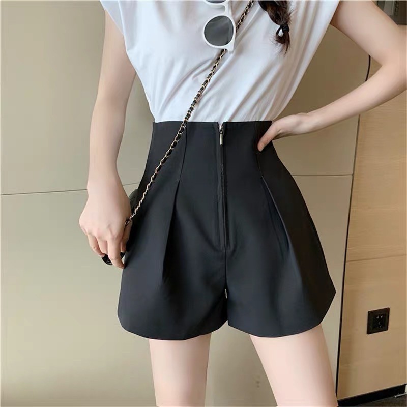 [Mẫu mới] Quần short, quần đùi nữ ống rộng khóa kéo trước cạp liền chất tuyết mưa | BigBuy360 - bigbuy360.vn