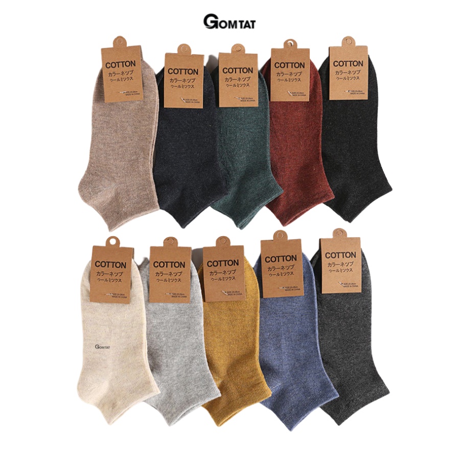 Set 10 Đôi Tất Cổ Ngắn Nam Nữ GOMTAT Chất Liệu Cotton Êm Mềm Đi Mát - CB023-10DOI