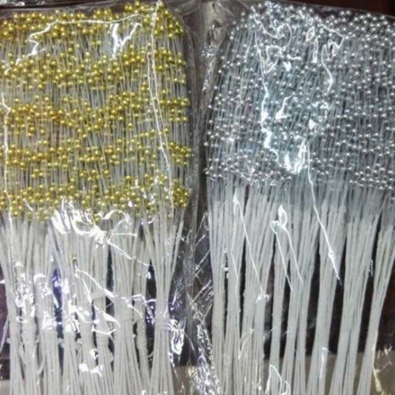 10 cành hoa đính ngọc trai giả dùng trang trí bàn tiệc cưới