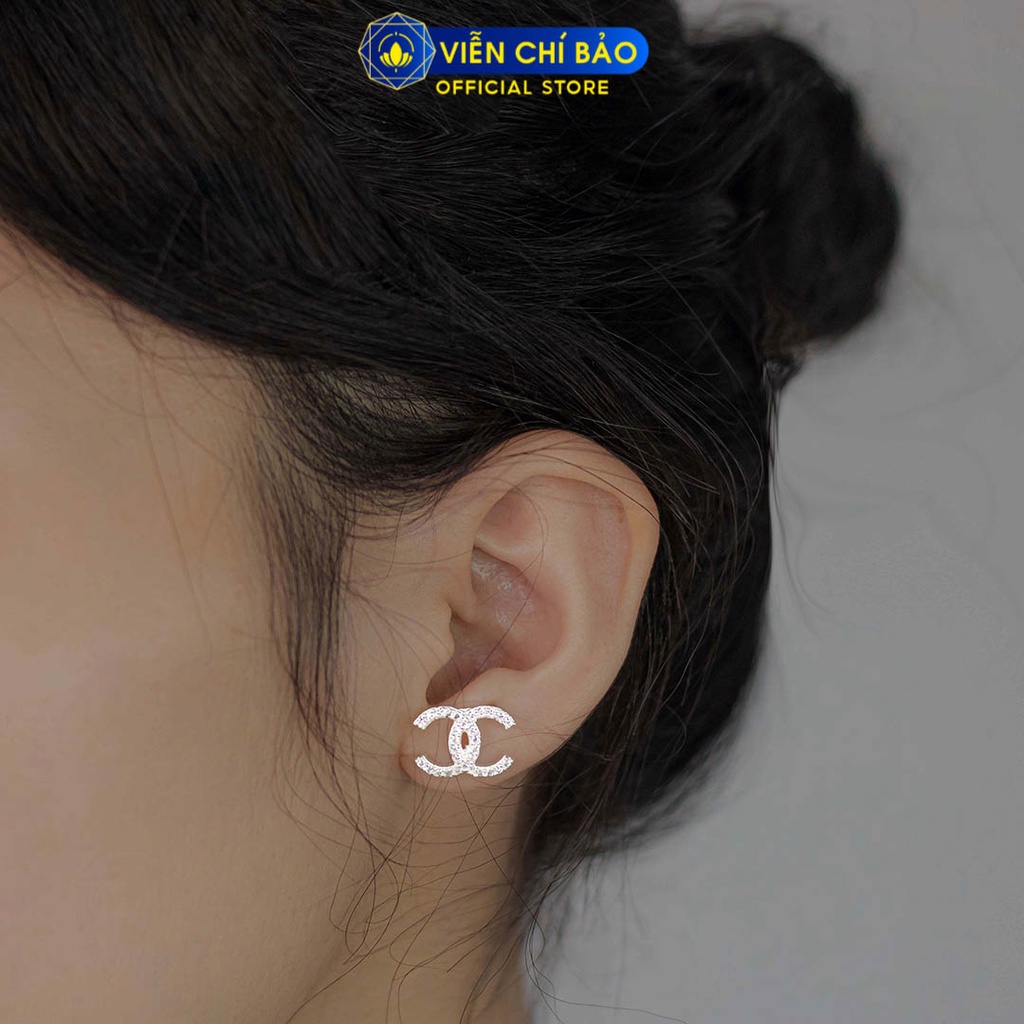 Bông tai bạc nữ CC chất liệu bạc 925 thời trang phụ kiện trang sức nữ Viễn Chí Bảo B400163