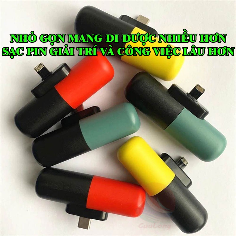 Sạc Dự Phòng Mini Siêu Nhỏ di động cầm tay dễ thương cute bin sạc điện thoại iphon 11 12 13 du lịch bỏ túi