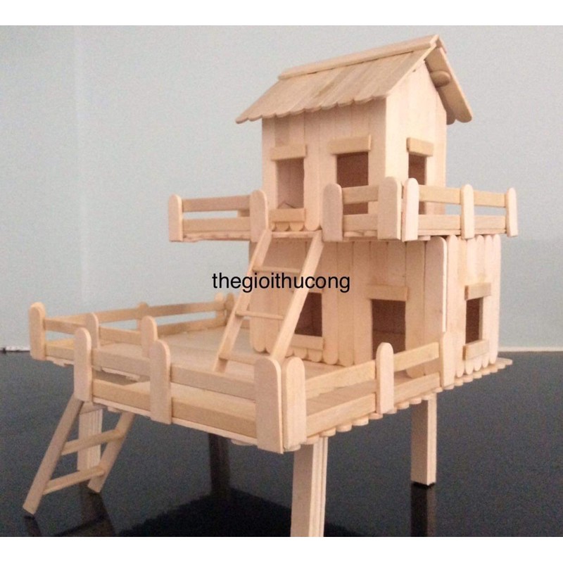 Nhà mô hình, mô hình nhà que kem, Nhà que kem, diy, handmade