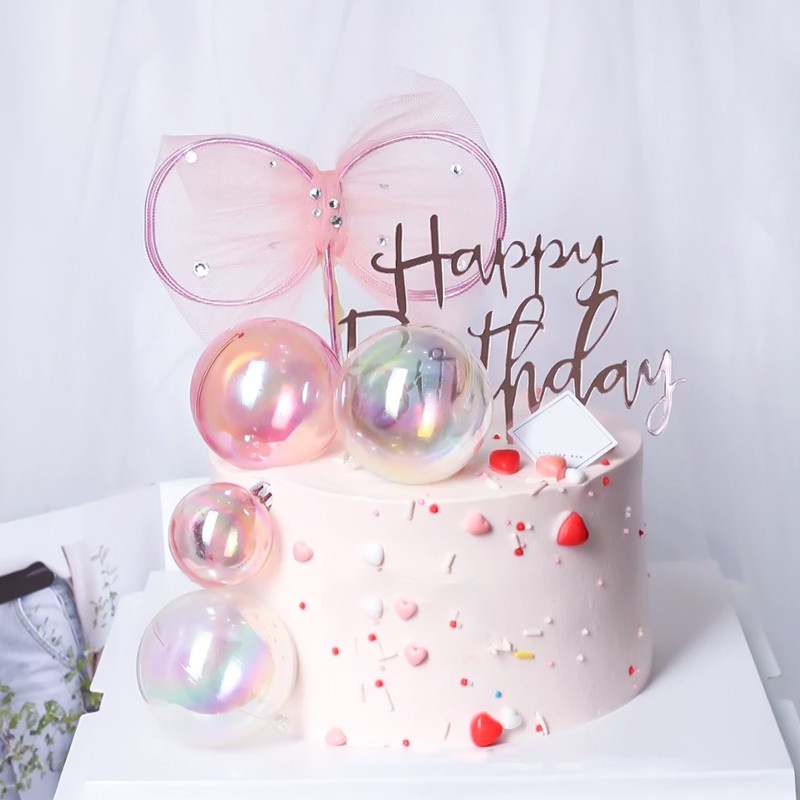 Set 3 Quả Cầu Trong Suốt Bằng Acrylic Dùng Trang Trí Bánh Kem