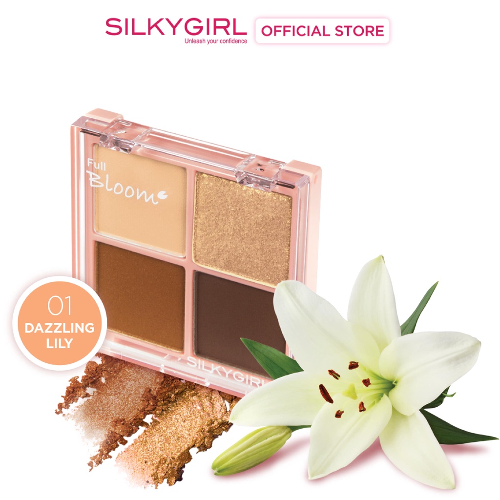 Phấn Mắt SilkyGirl 4 ô Có Nhũ Full BLoom Quad