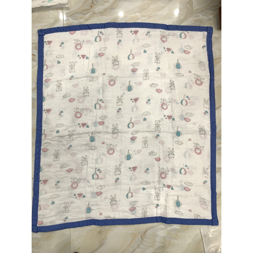 Khăn Tắm Cho Bé Cotton Sợi Tre 6  Lớp Bo Viền 90X80cm