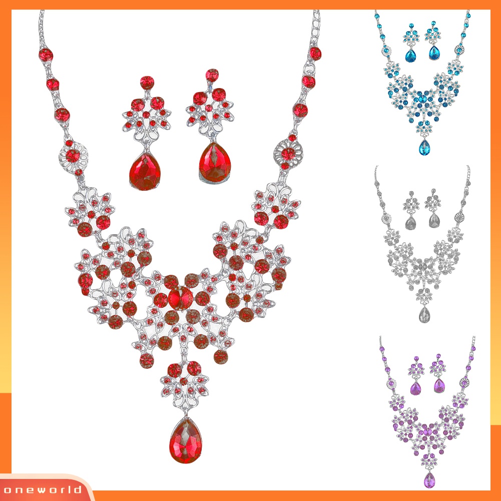 Bộ Vòng cổ + Bông Tai Đính Đá Hình Bướm &amp; Giọt Nước