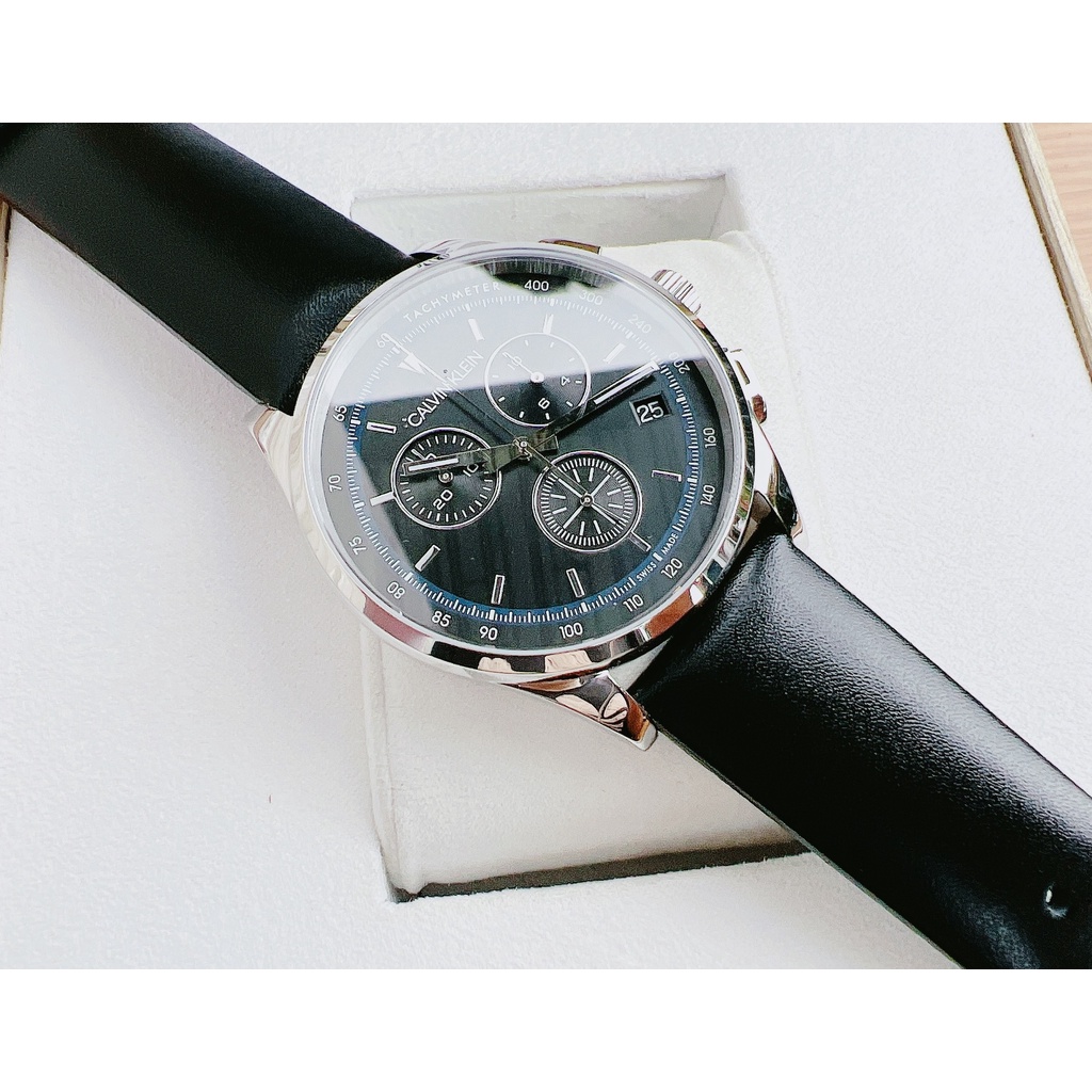 Đồng hồ nam chính hãng Calvin Klein Completion Chronograph Quartz Black Dial Men Watch KAM271C1-máy pin -Kinh cứng