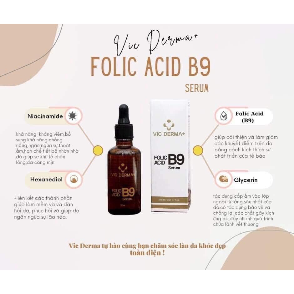 Serum B9 Vic Derma Folic Acid Phục Hồi Trẻ Hóa Da 50ml