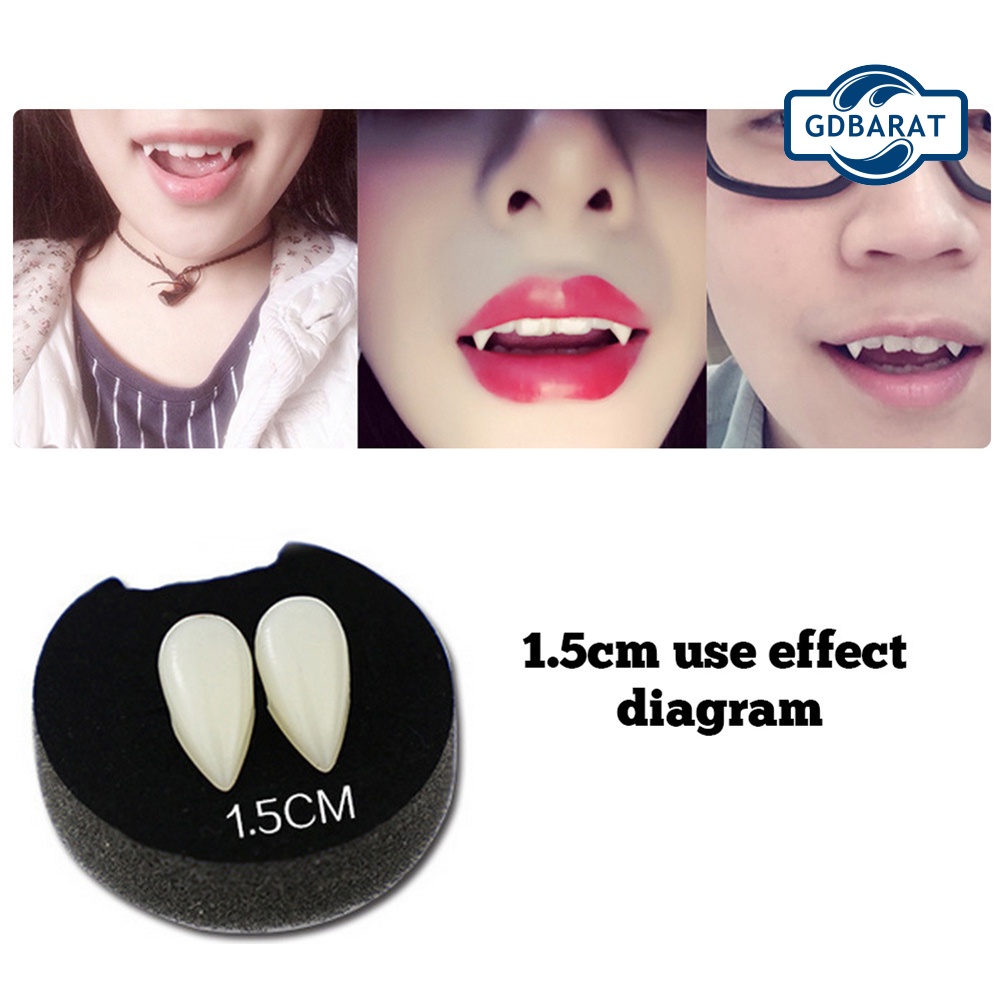 Set 2 Răng Nanh Giả Dạ Quang Hóa Trang Ma Cà Rồng