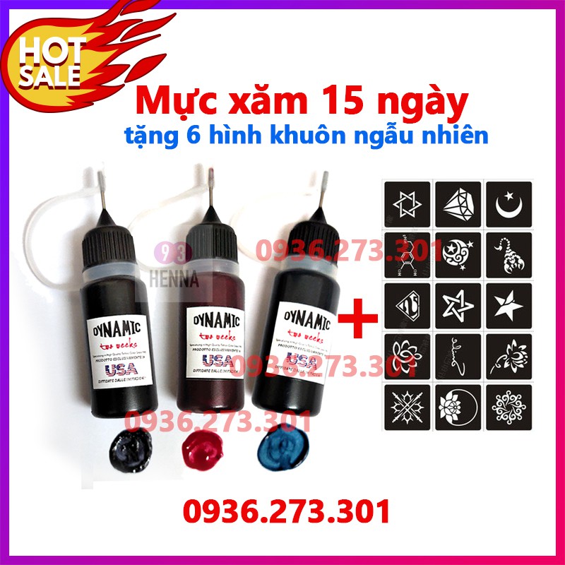 Mực xăm tạm thời Tặng 6 hình khuôn dùng thử (Kèm giấy hướng dẫn sử dụng)