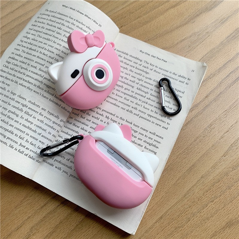 Bao Case Ốp Chống Shock Cho Airpods Pro Hình Máy Ảnh Mèo Hồng.