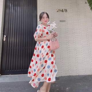 Đầm suông chấm bi