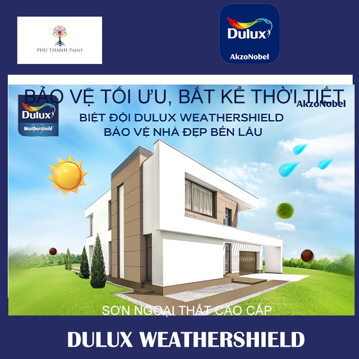 Sơn nước tường ngoại thất - Siêu Cao cấp - Dulux Weathershield - Bề mặt mờ - 1L