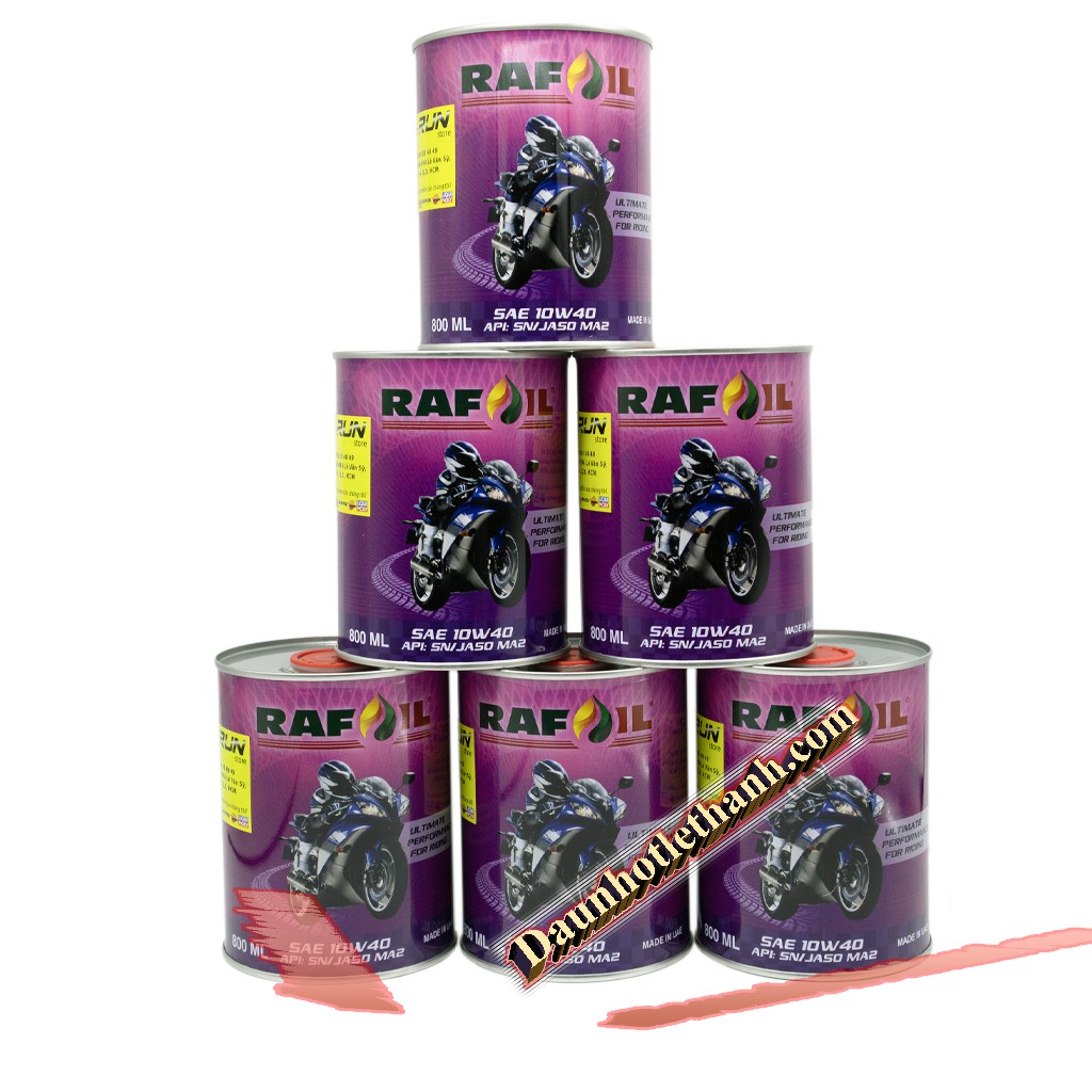 Combo 6 Lon Rafoil Fully Synthetic 10w40 SN MA2 800ml - Nhớt Nhập Khẩu Rafoil 10w40 Dùng Được Cho Xe