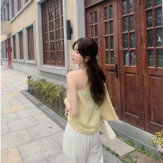 Áo kiểu nữ tiểu thư lệch vai thắt nơ Emilyshop ulzzang
