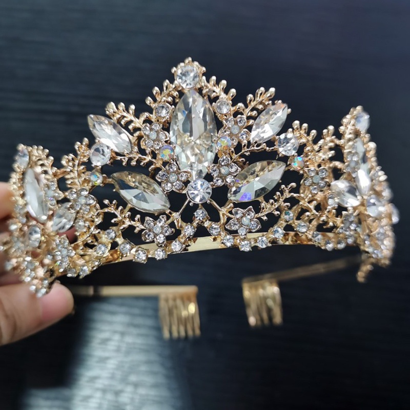 Vương Miện Đính Đá Pha Lê Giả Sang Trọng Cho Cô Dâu