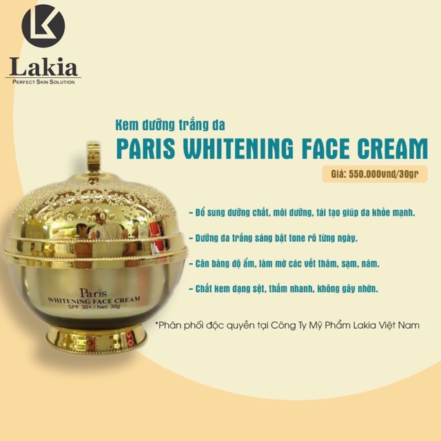 KEM FACE DƯỠNG TRẮNG DA HIỆU QUẢ PARIS 15G