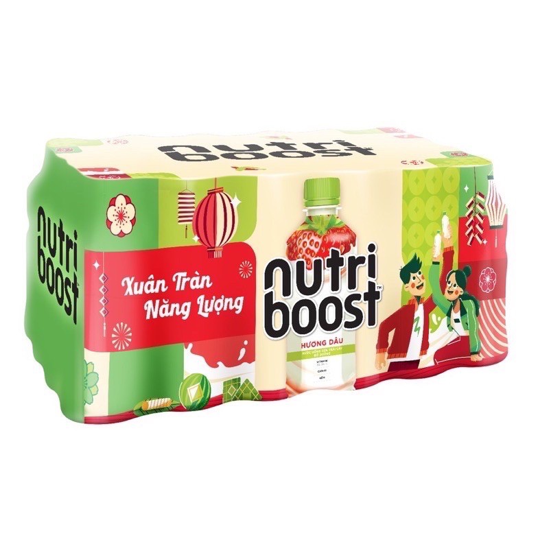 Thùng 24 Chai x 297ml Sữa Hoa Quả Nutri Bosst Dâu & Cam