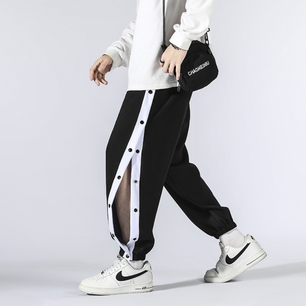 Quần Dài Buttons Pants, Quần Dáng Rộng Unisex Ống Xuông Cạp Chun Phối Cúc Bấm