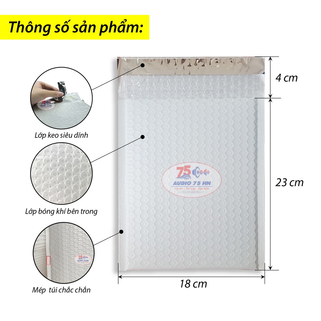 Túi giấy lót bóng khí (Kraft) kích thước 18x23cm +4cm - Túi đóng hàng chống sốc siêu bền