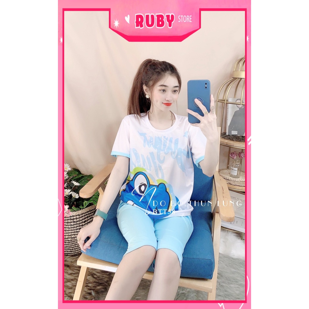 Đồ bộ nữ mặc nhà chất thun mềm mịn in hình hoạt hình dễ thương Đồ bộ thun lửng BTT58