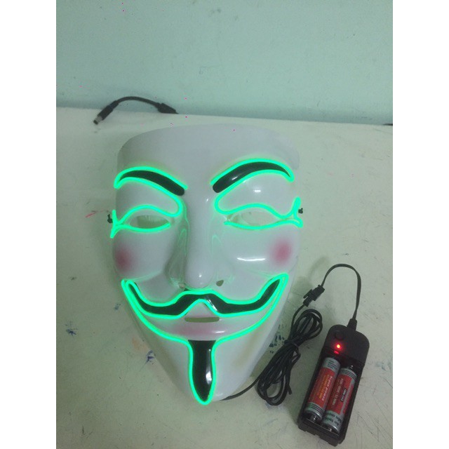 [ XẢ KHO 3 NGÀY] Mặt Nạ Hacker Phát Sáng Đèn Led DJ, bằng nhựa, sử dụng pin, có 3 chế độ điều chỉnh độ nháy