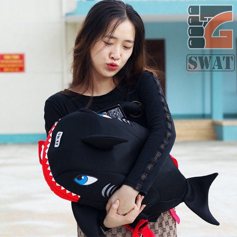 [MIZ] [ẢNH THẬT] Balo cá mập SWAT màu đen siêu cute - Đựng nón bảo hiểm,sách vở, đồ dùng cần thiết