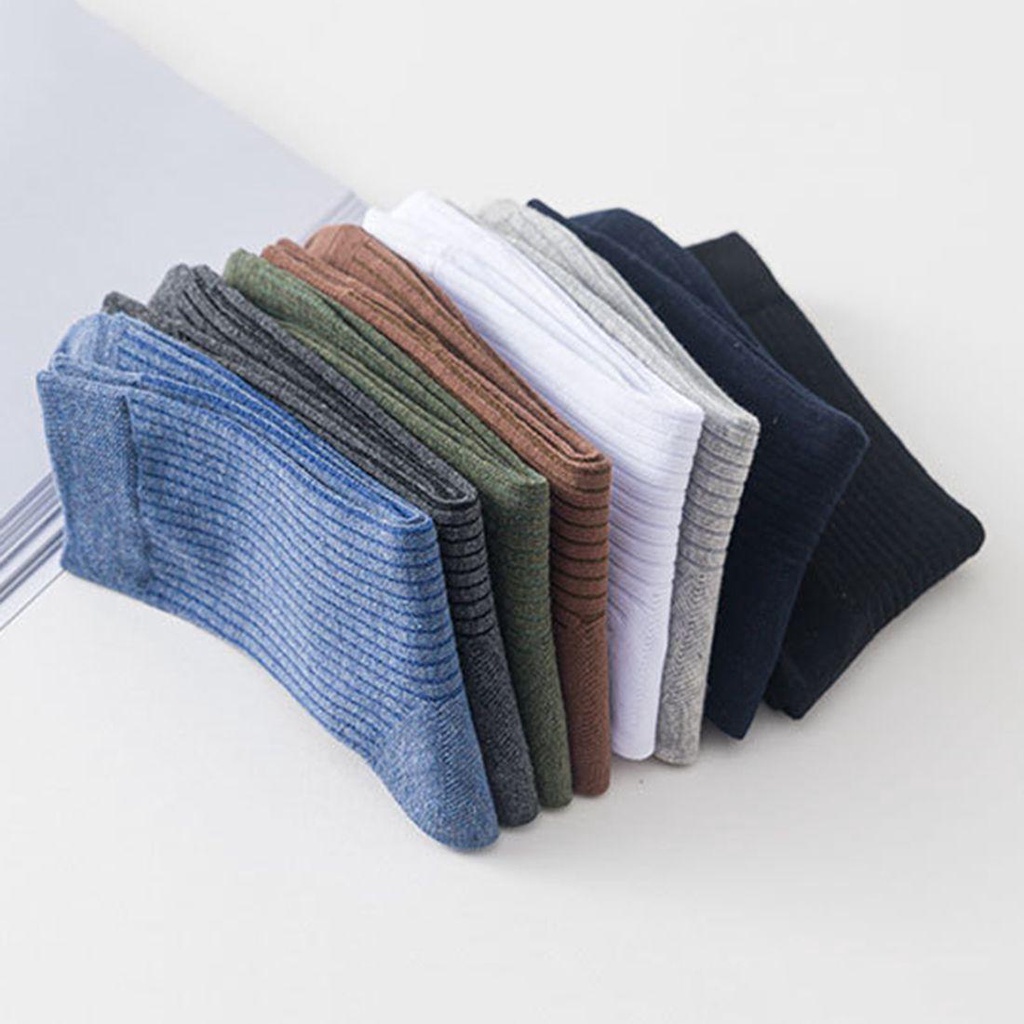 Vớ Cotton Dệt Kim Cổ Cao Vừa Màu Sắc Đơn Giản Thời Trang Cho Nam Giới