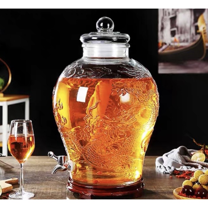 Bình ngâm rượu thuỷ tinh 10 lít Chum Rồng Có van & không van