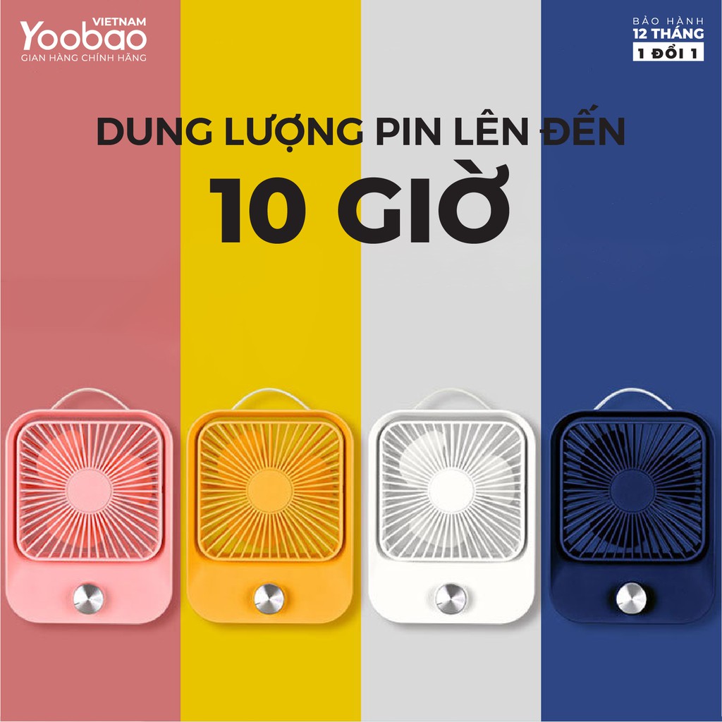 Quạt sạc mini để bàn làm việc YOOBAO LJQ-119 2400mAh - Chạy liên tục lâu - Hàng chính hãng - Bảo hành 12 tháng 1 đổi 1 | BigBuy360 - bigbuy360.vn