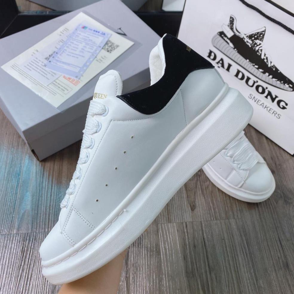 Giày MC QUEEN bản đẹp MCQ hàng cao cấp Độn Đế 3cm Màu Trắng Gót Đen nam nữ Hot Trend full box bill
