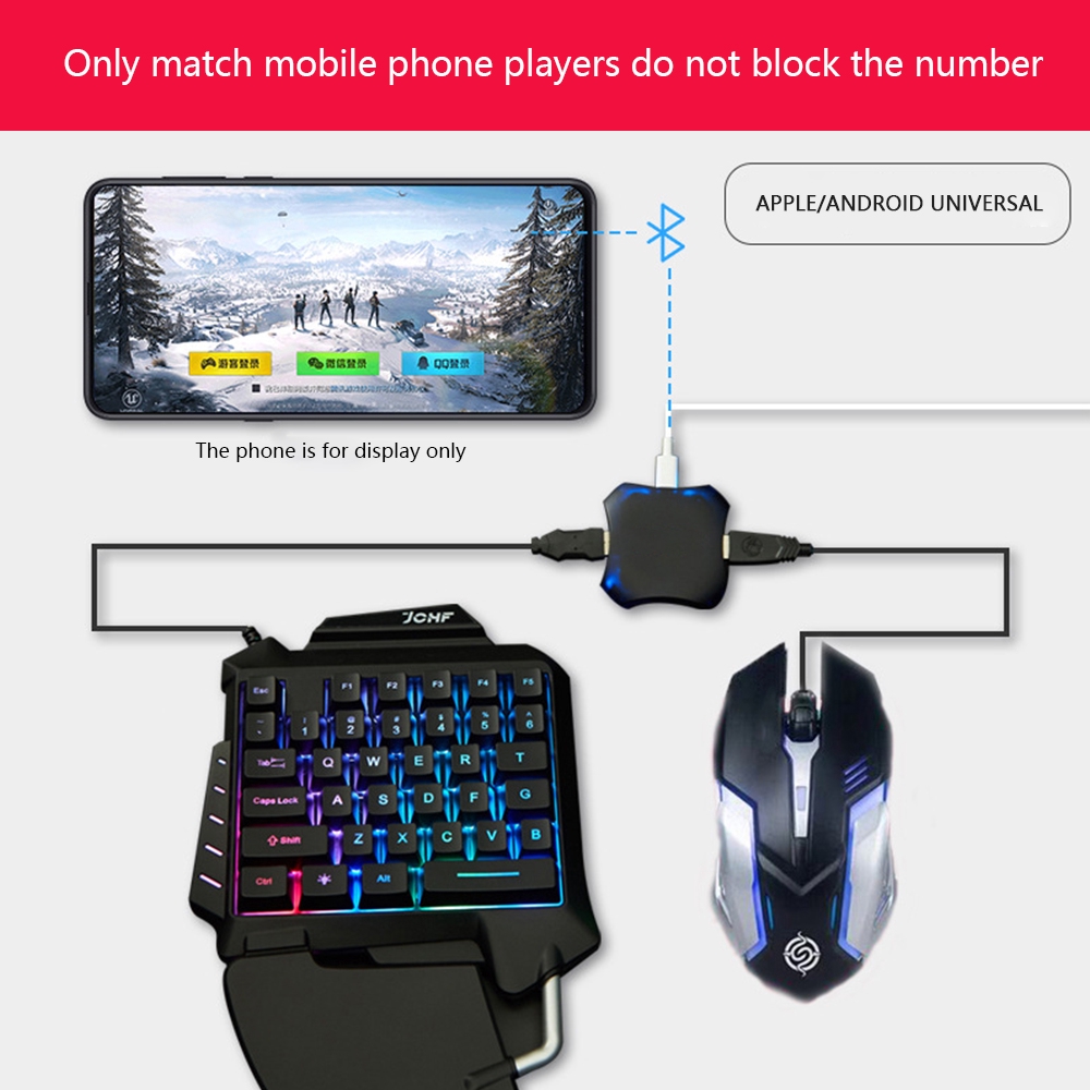 Bộ Điều Hợp Bàn Phím + Chuột Bluetooth Hỗ Trợ Chơi Game Pubg Cho Ios Iphone Android Sang Pc