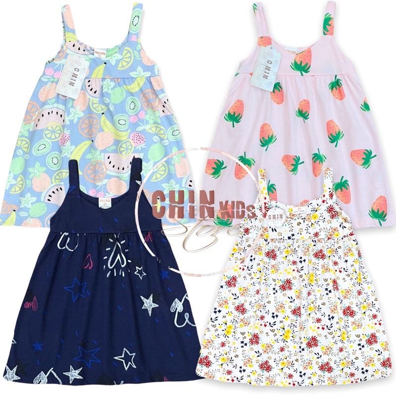 Váy đầm 2 dây cho bé gái cotton thun VNXK mát mùa hè