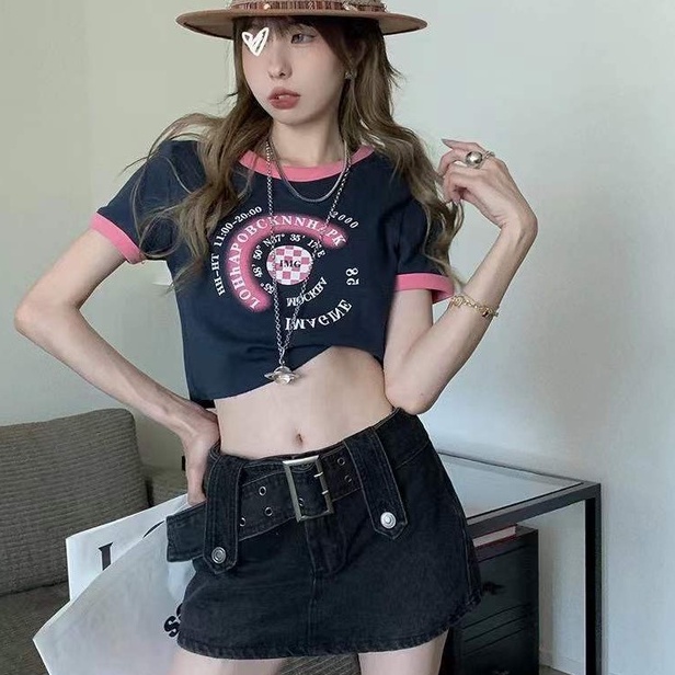 Đầm ngắn COZOK lưng cao chất liệu denim phong cách cổ điển thời trang