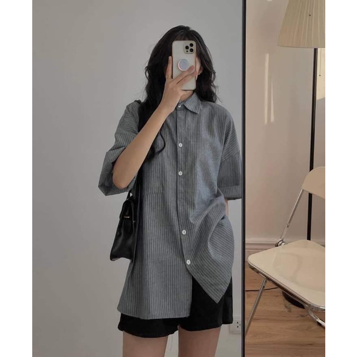 Áo sơ mi kẻ nữ form rộng phong cách Unisex CaMa Store SM 01 | BigBuy360 - bigbuy360.vn
