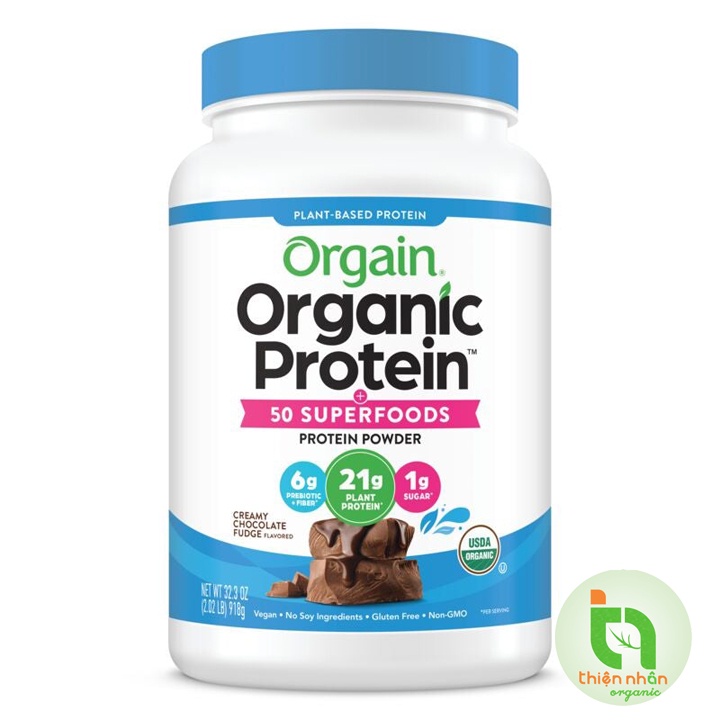 Bột đạm thực vật hữu cơ Orgain Organic Protein Superfoods pha sữa hữu cơ 918g